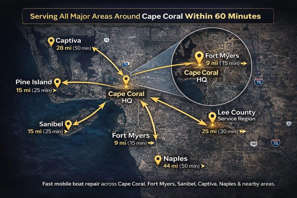 list of areas we serve in florida and fort myers for boat repair
